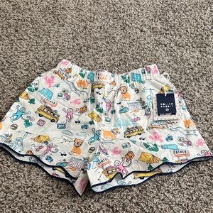 Roller Rabbit White Boxer Shorts with Multicolor Town Print